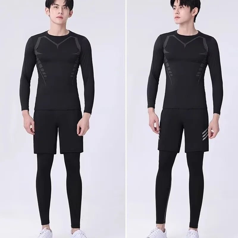 Men's T-shirt Men Running Sport T Shirt Men Compression Fitness Tops Tee Quick DryTight Training Gym Sport Running Shirts Jersey - lily supply