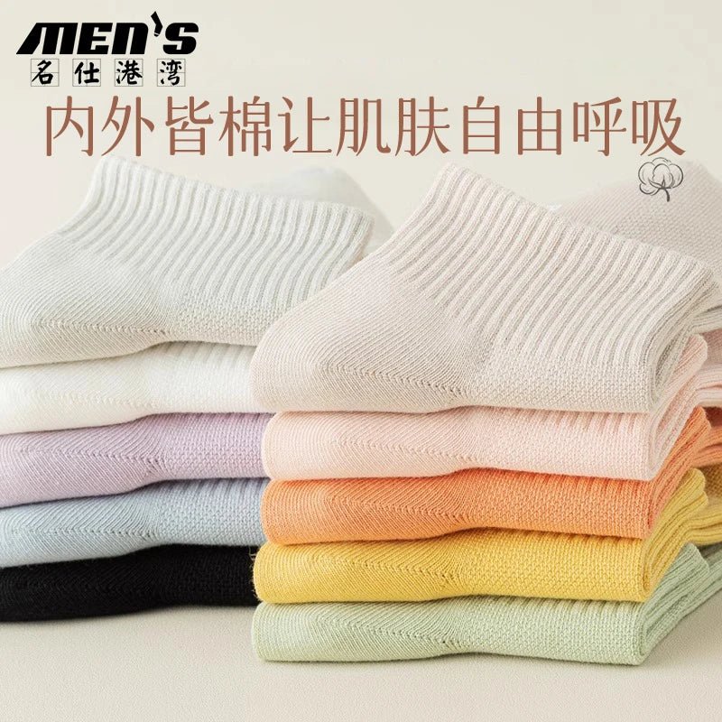 Women's 100% Cotton Short Sports Socks - 6 Pairs Breathable Mesh Low Top - lily supply