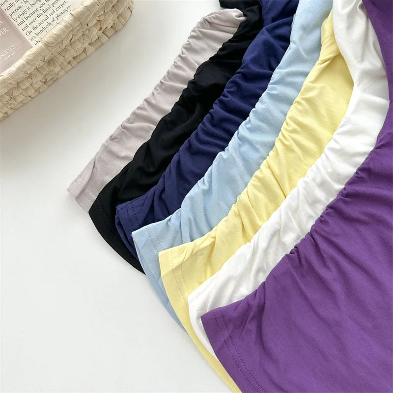 Women's Slash Neck Flare Sleeve Pleated Top