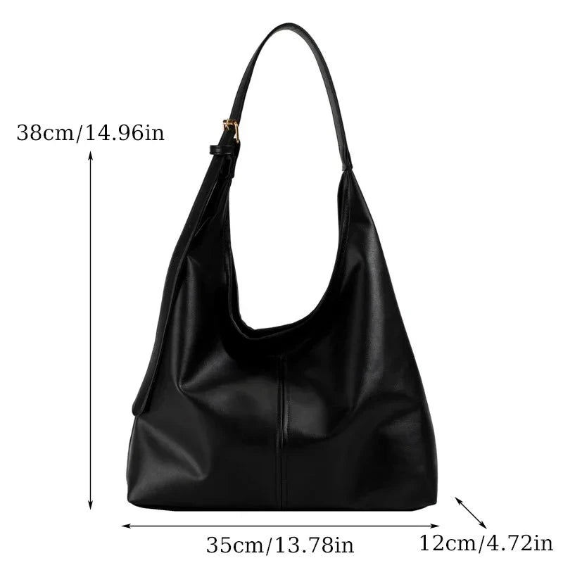 Women's PU Leather Single Shoulder Handbag - Large Capacity Casual Tote - lily supply