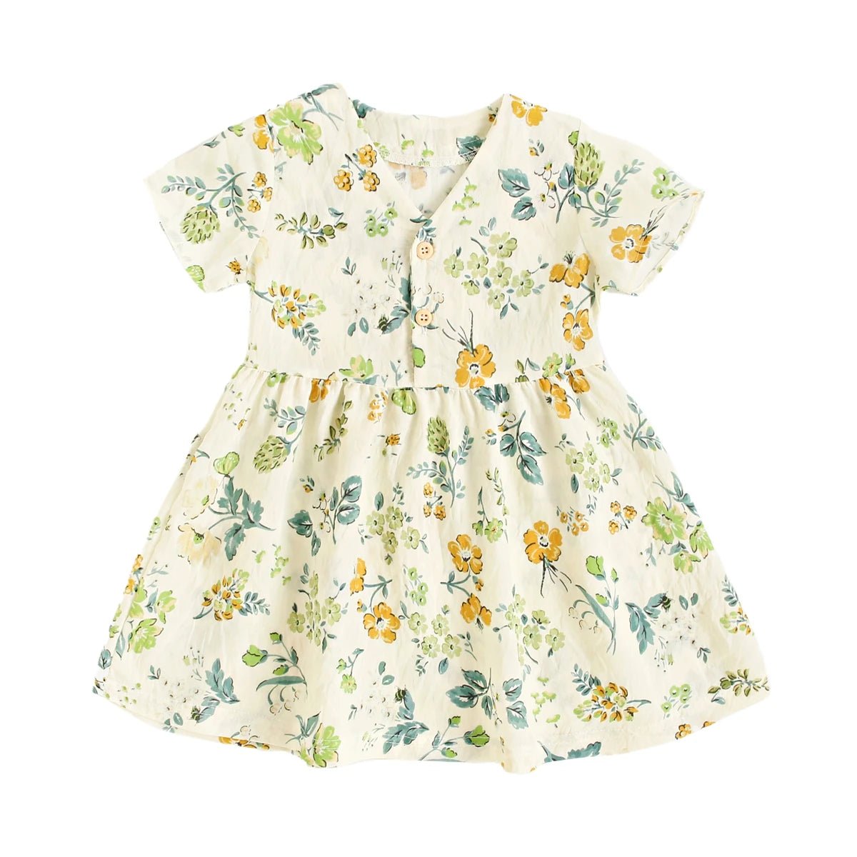 Baby Girls Floral Rayon Summer Dress | Short Sleeve Holiday Dress 9M - 5Y - lily supply