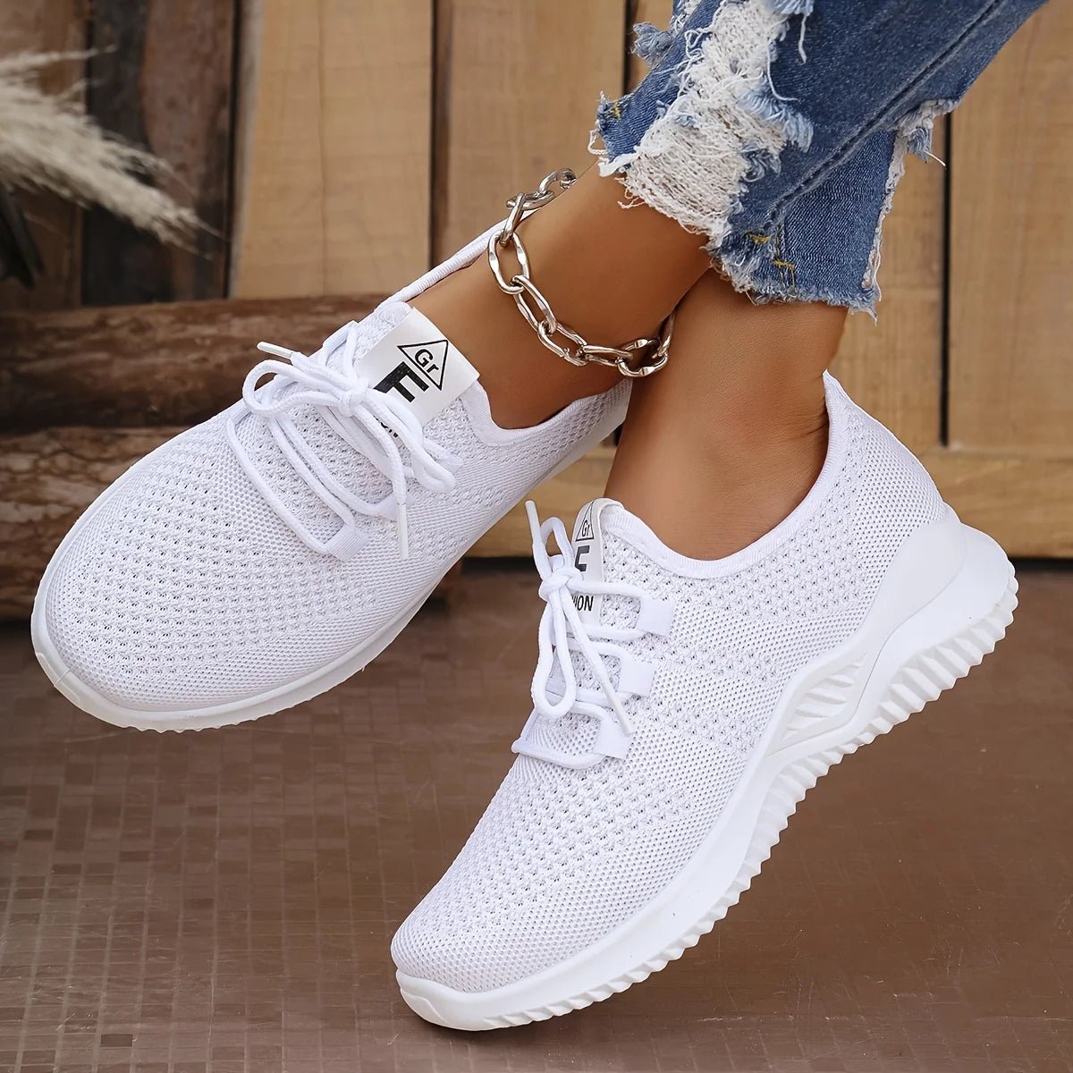 Women's Leisure Sports Shoes in Solid Colors with Knit Upper and Soft Soles for Running Tennis and Workouts Ideal for Travel - lily supply