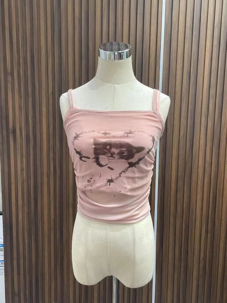 Women's Y2K Kawaii Bodycon Camisole Crop Top