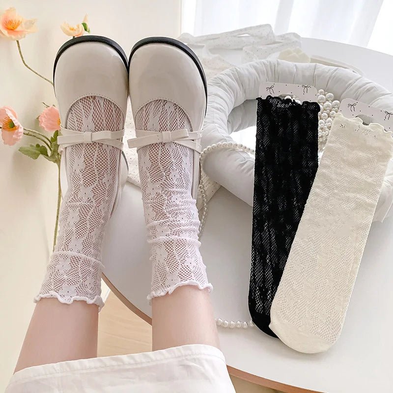 Women's Flower Lace Mesh Socks – Sweet Cute Ankle Socks - lily supply