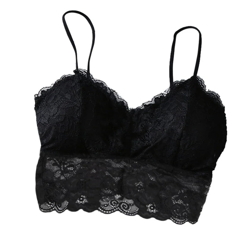 Women's Lace Bralette Zipper Crop Top