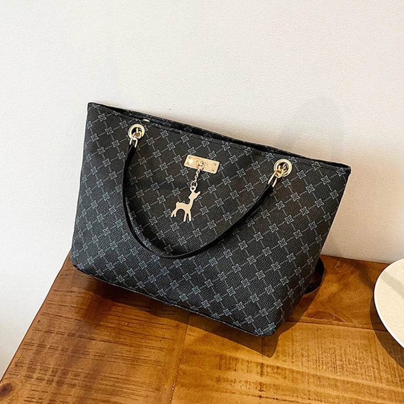 Women's Large Capacity Luxury Print Tote Bag - Trendy Shoulder Purse