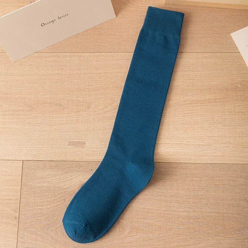 Women's JK Cotton Knee High Socks - Black White Slimming Japanese Korean Style - lily supply