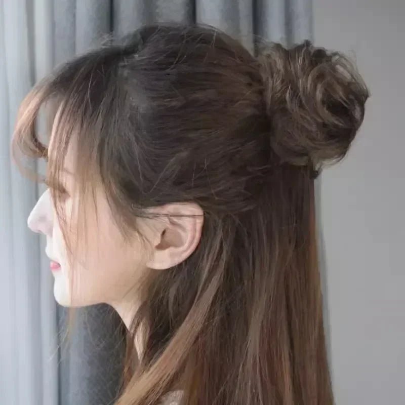 Curly Short Hair Chignon Donut Bun Wig - Claw Clip Hairpiece - lily supply
