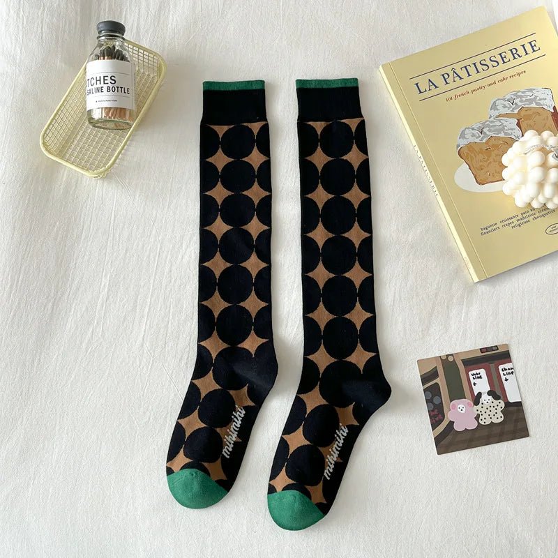 Women's Korean Vintage Over Knee Long Socks - Trendy Fashion Stockings - lily supply