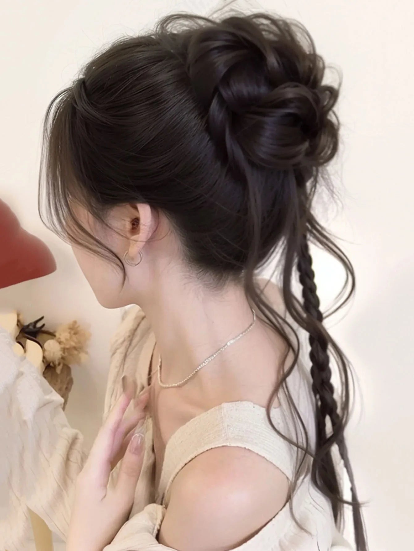 Synthetic Messy Curly Hair Bun Chignon - Y2K Elastic Scrunchy