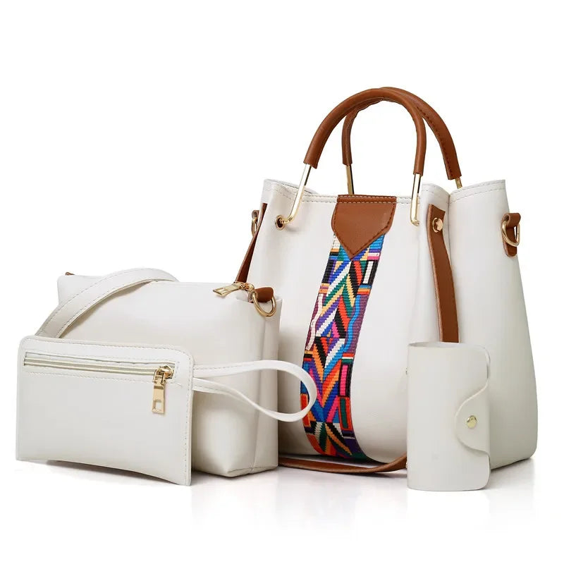 Women's Bag Luxury Handbag Large Capacity Tote 4 Pcs Ladies Bag Fashion Shoulder Bag Wallet Card Bag