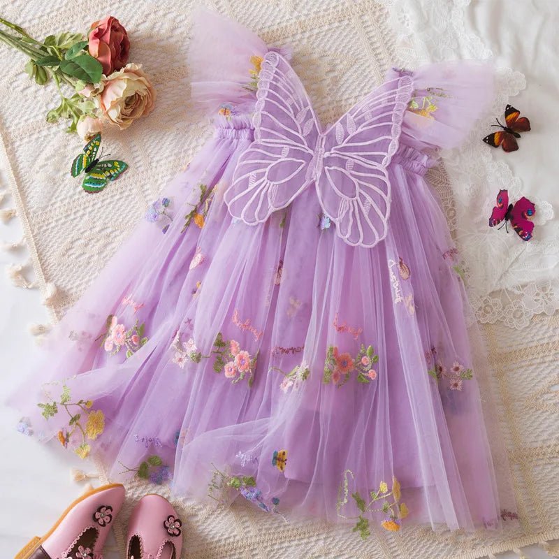 Girls Floral Mesh Summer Dress | Baby Girl Wedding Party Dress 9M - 4Y - lily supply