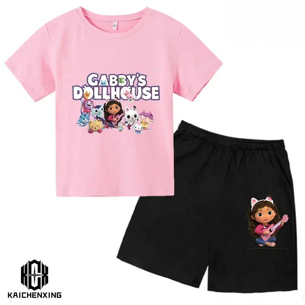 Little Girl T-shirts Kawaii Gabbys Doll House T Shirt Graphic Print Cute Kids Clothes Pink Tshirts Aesthetic Girls Clothes Top - lily supply
