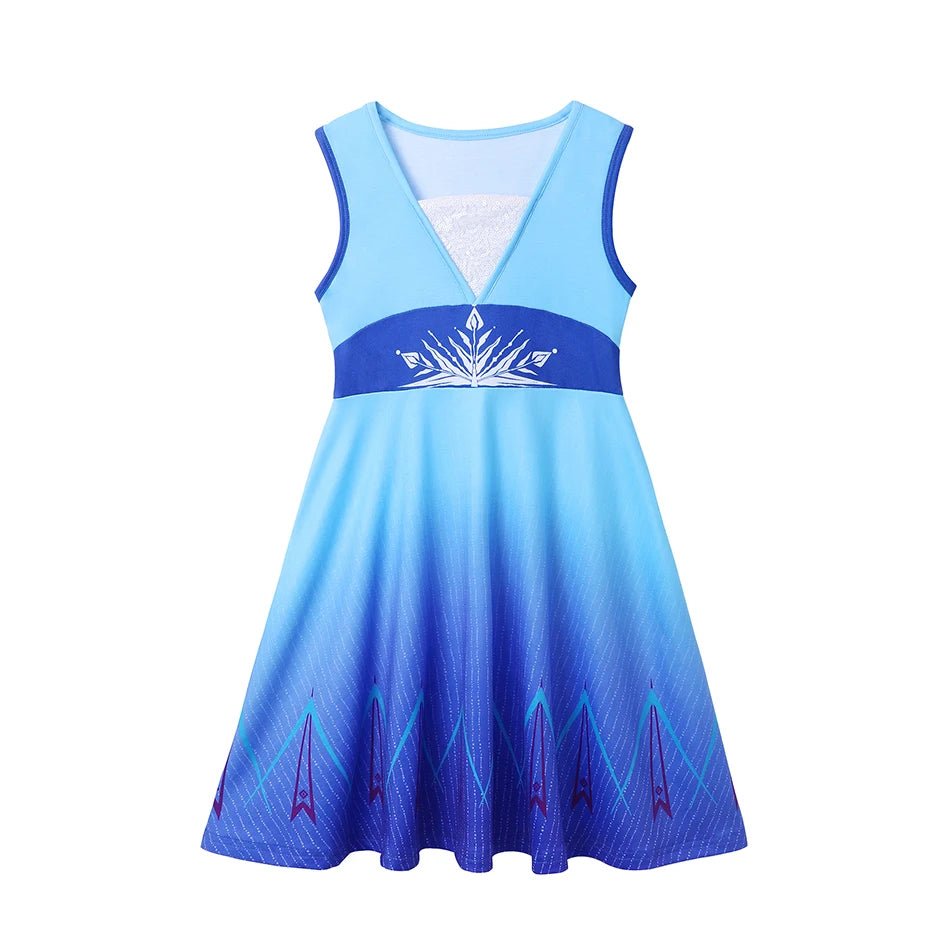 Children's Casual Dress for Girls Mermaid Rapunzel Dress One - Shoulder Sling Short Sleeve Princess Costume Summer Casual Vest - lily supply