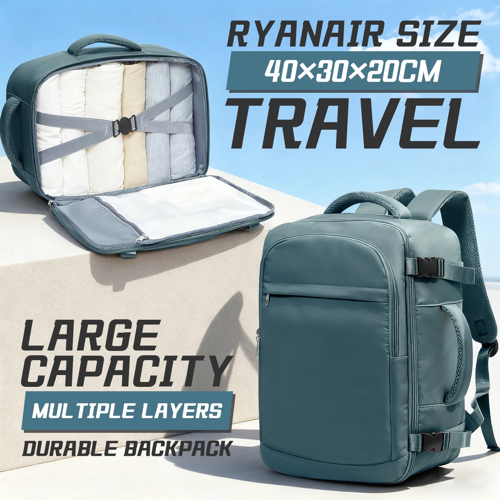 Travel Backpack for Women Men, Ryanair Carry-on Baggage 40x20x25, Wiz Air Multi Functional, Large Capacity Bagpack Easyjet