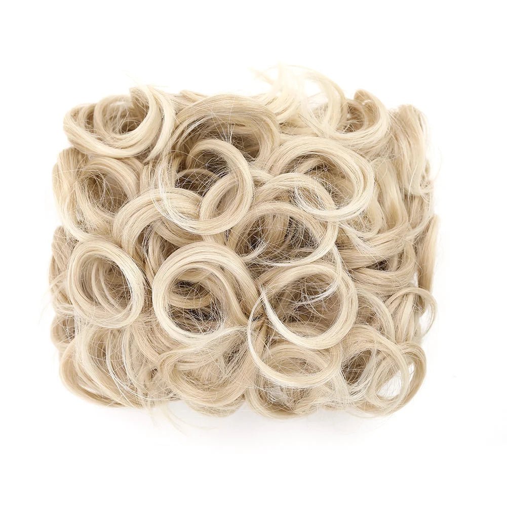 Short Messy Curly Synthetic Hair Bun Extension - Updo Scrunchie Chignon - lily supply