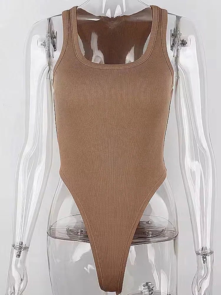 Women's Knit Bodysuit Off Shoulder Halter Top