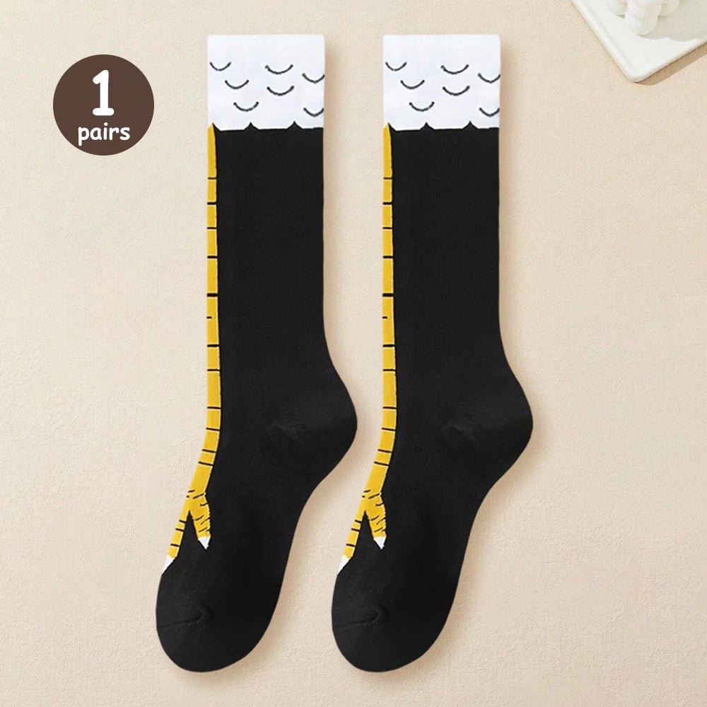 Women's Cartoon Chicken Claw Knee High Socks - 1/2 Pairs Funny Sports Long Tube - lily supply