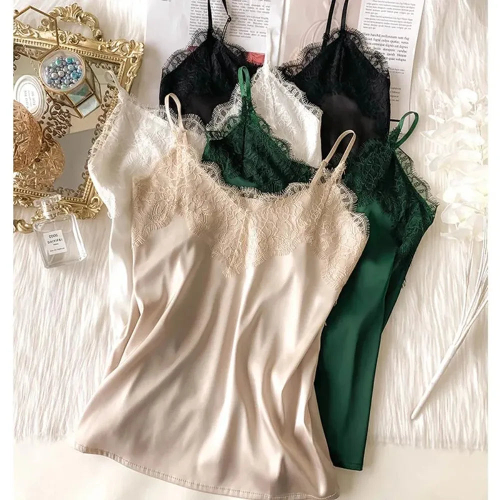 Women's Lace Silk Spaghetti Strap Cami Top