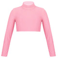 Kids Girls Crop Tops Girl's T-Shirts Top Long Sleeves Tshirts Ballet Gymnastics Dance Wear Children Sports Fitness Tops Tees - lily supply