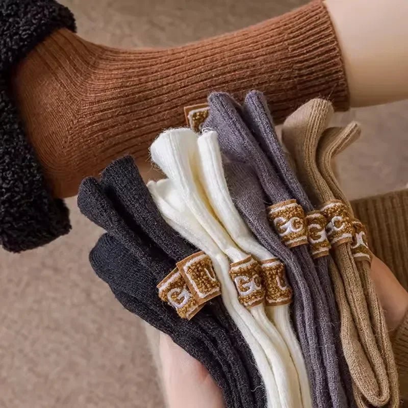 Women's Furry Heel Knitted Snow Boot Socks – Cosy Winter Boot Socks - lily supply