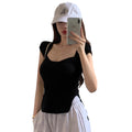 Women's Square Neck Knit Slim Split Top