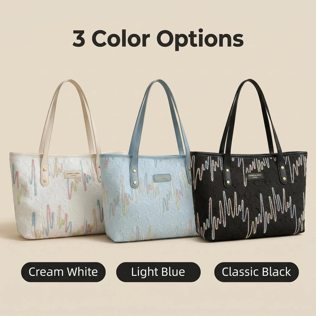 Women's Artistic Embroidery Waterproof Laptop Tote Bag