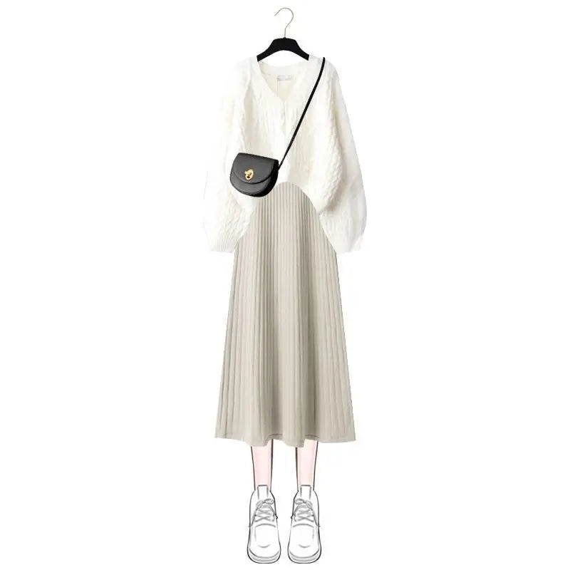 Women's Knitted Sweater & Skirt Two-Piece Set