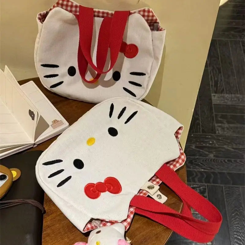 Cute Cartoon Canvas Tote Bag - Large Capacity Women Daily Commute Shoulder Bag