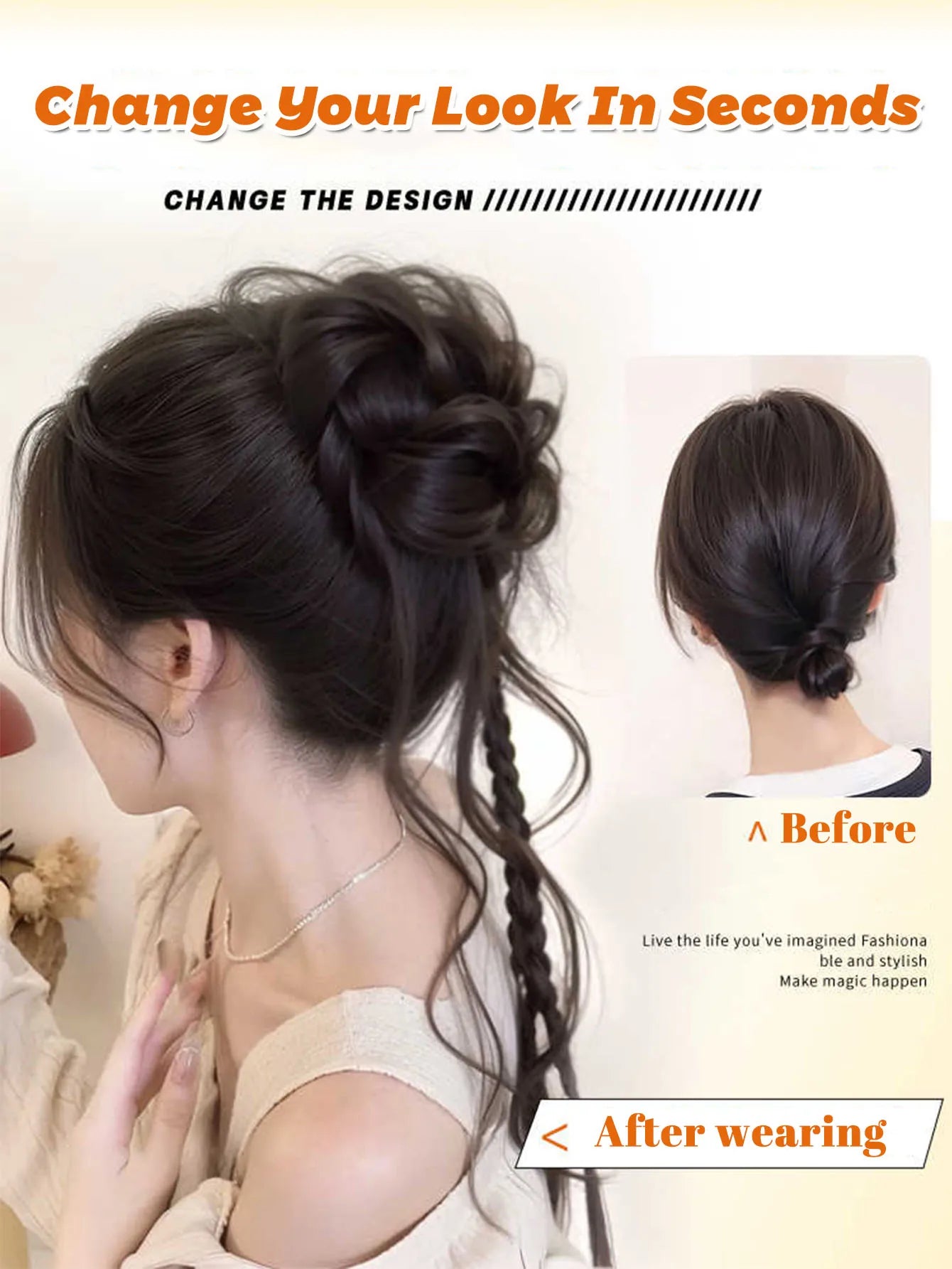 Synthetic Messy Curly Hair Bun Chignon - Y2K Elastic Scrunchy - lily supply