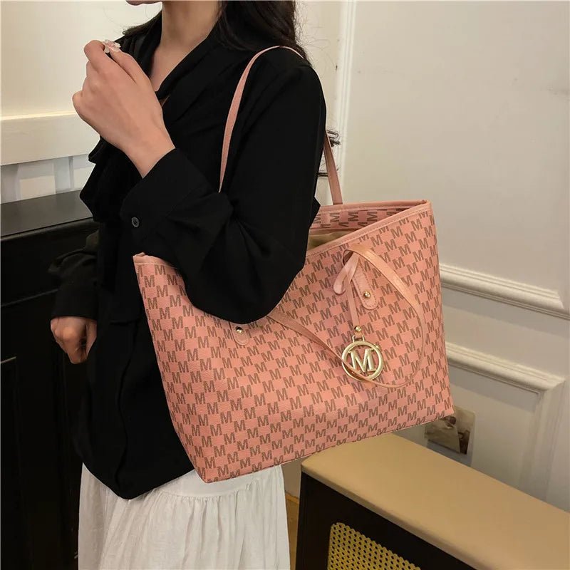 Women's PU Leather Print Commuting Tote Bag - Large Capacity College Handbag - lily supply
