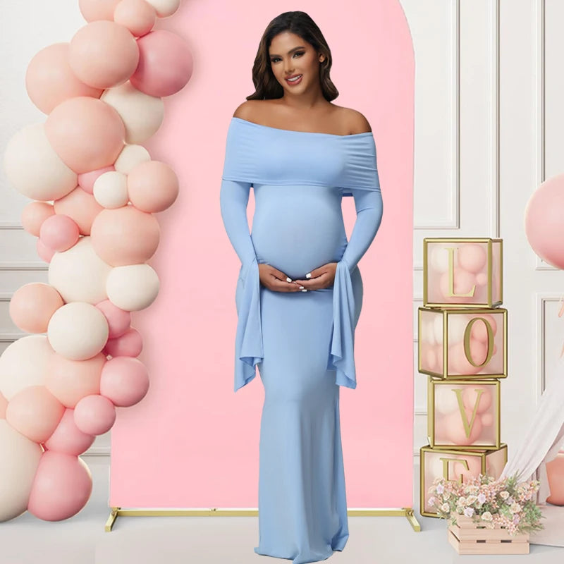 Women's Maternity Off Shoulder Maxi Gown