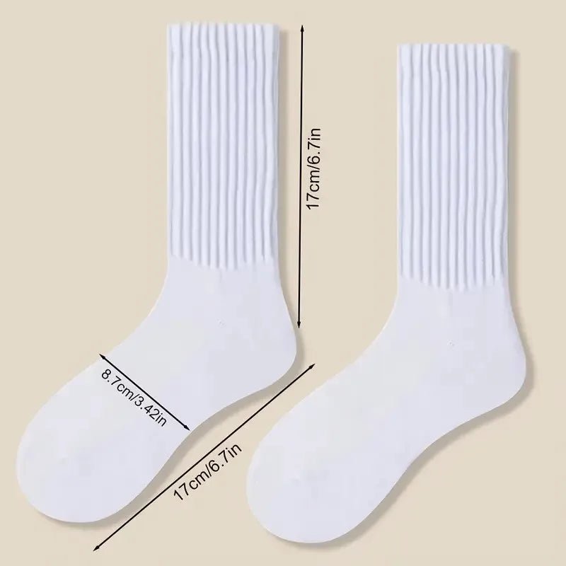 Women's Solid Stacked Knitted Socks – Mid - Calf Casual Socks - lily supply