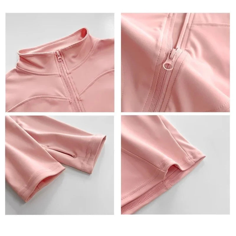 Women's Sun Quick Dry Yoga Zip Jacket - Long Sleeve Running Fitness S-3XL