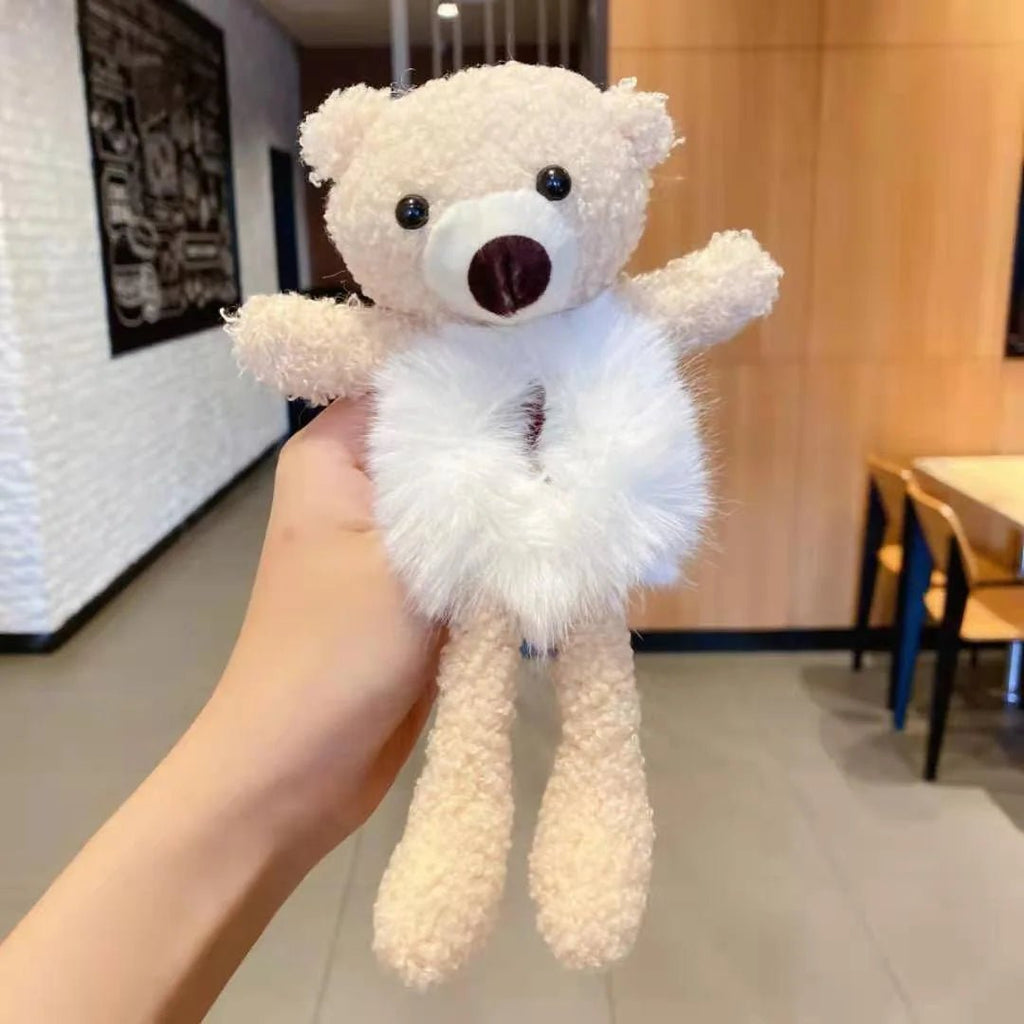 Plush 3D Bear Kawaii Scrunchie - Sweet Cartoon Hair Tie Headband - lily supply