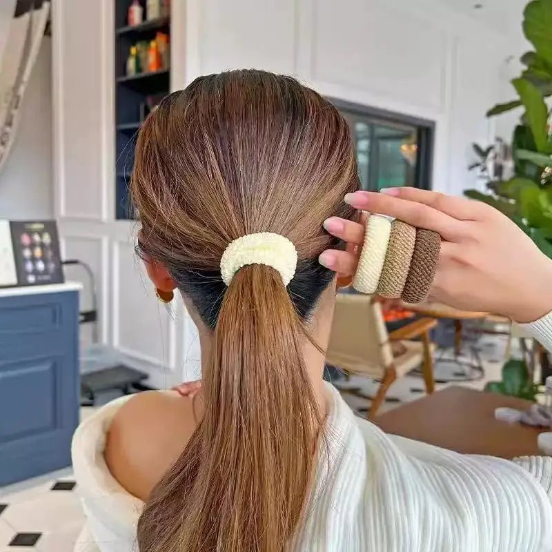 5pcs High Elasticity Seamless Thick Knit Scrunchie Ponytail Holders - lily supply