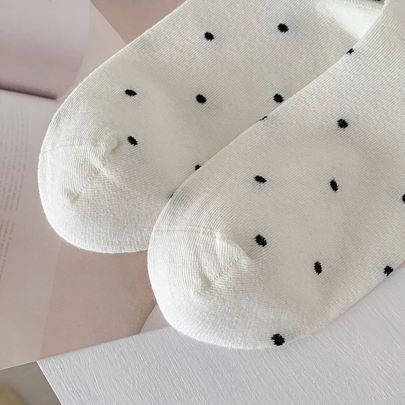 Women's Frilly Dots Preppy Long Cotton Socks – Sweet Knee High Socks - lily supply