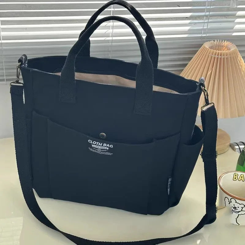 Women's Large Minimalist Canvas Tote Bag - Extra Wide Work Shopper