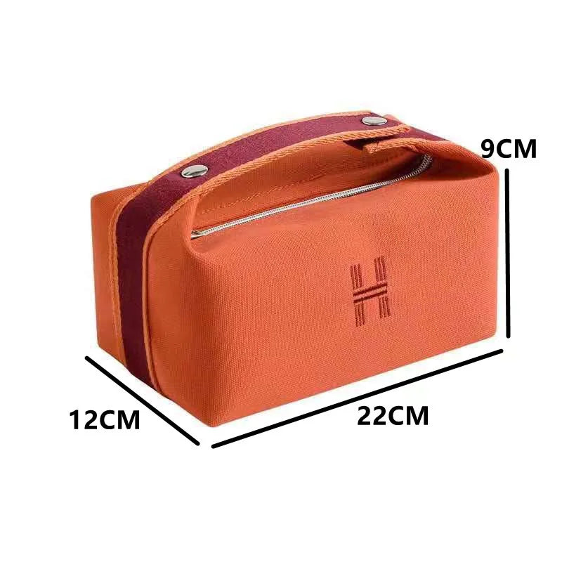 Fashion Makeup Bag for Women Waterproof Canvas Cosmetic Bag Travel Makeup Bag Latter H Make Up Organizer Case Toiletry Bag
