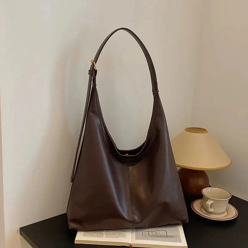 Women's PU Leather Single Shoulder Handbag - Large Capacity Casual Tote - lily supply