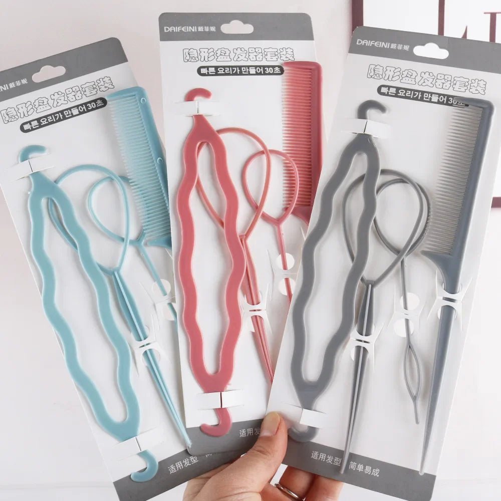 Hair Scrunchie Set - Ball Head Curler Pull Pin Braid Tool 2/4pcs - lily supply