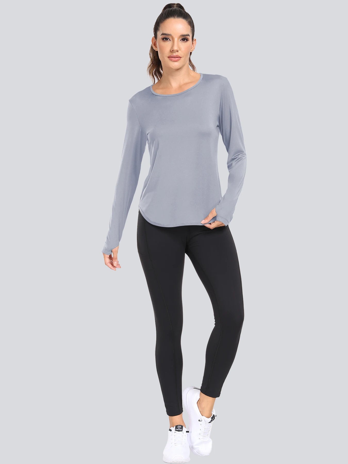 Women T-Shirts Sun Protection Sports Long Sleeves UV Protection Loose Breathable Running Yoga Clothes Fitness - lily supply