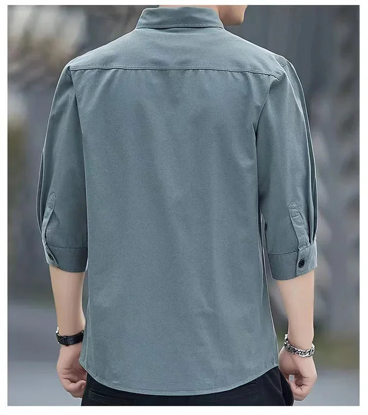 Men's Stand Collar Beach Style Summer Shirt