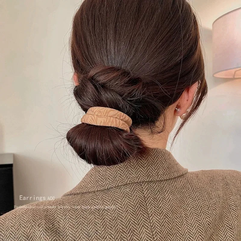 5pcs Leopard Print High Elastic Scrunchie Hair Ties - Ponytail Holders - lily supply