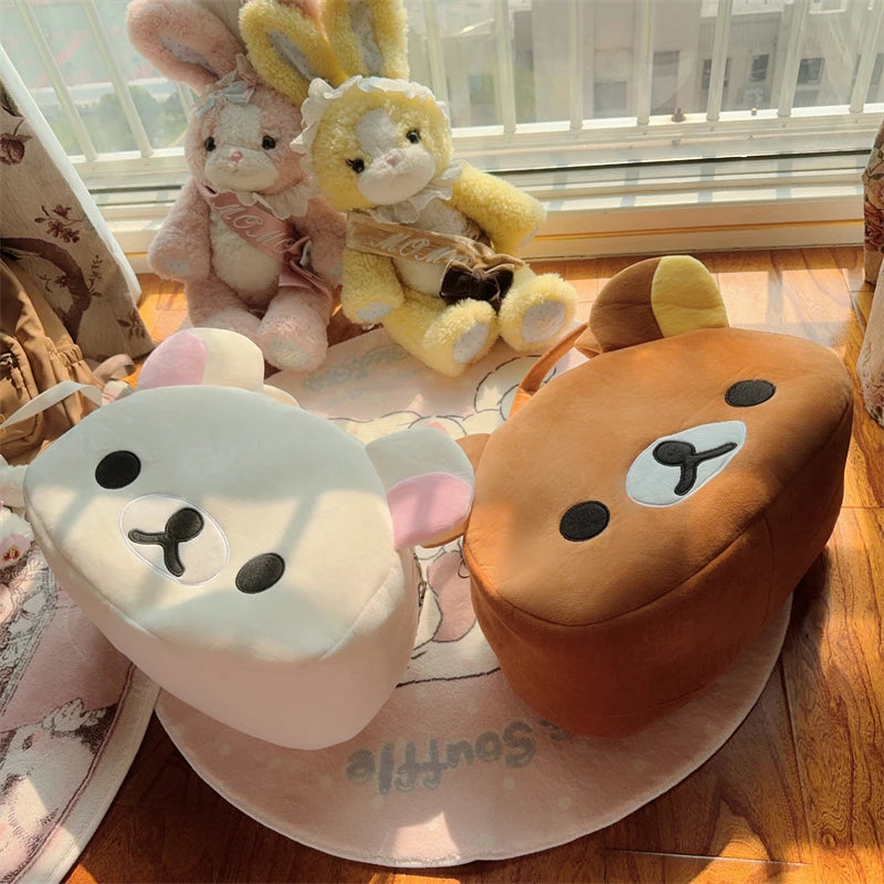 Kawaii Rilakkuma Plush Tote Bag - Cute Bear Cartoon Shoulder Bag
