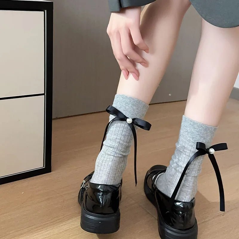 Women's Lolita Lace Ruffle Mesh Socks - Black White Sweet Japanese Fashion - lily supply