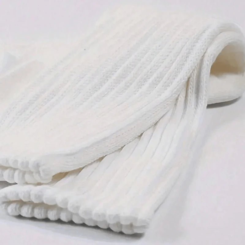 Women's White Solid Pile - Up Mid Length Socks – Casual Cotton Socks - lily supply