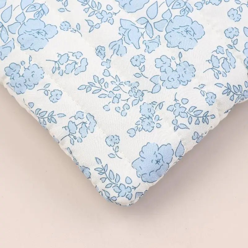 Blue Floral Bow Cotton Linen Tote Bag - Lightweight Daily & Beach Shoulder Bag - lily supply