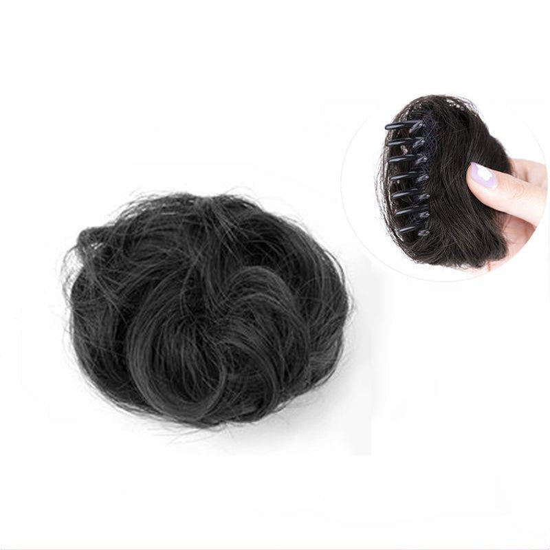 Curly Short Hair Chignon Donut Bun Wig - Claw Clip Hairpiece - lily supply