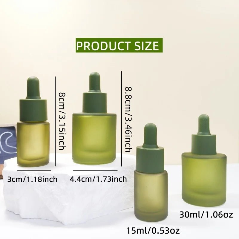 2Pcs 15/30ml Matte Green Glass Dropper Bottles Containers Portable Travel Set High - Quality for Essential Oils Fragrances Serums - lily supply